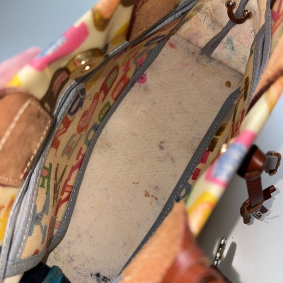 Dooney & Bourke Multicolor Alphabet Canvas Tote with Brown Leather Trim - Picture 8 of 8